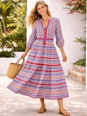 NWT Boden Boho Maxi Dress Cotton Pockets Sz 8